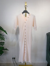 Load image into Gallery viewer, French long slim slim fringed knit short sleeve dress ladies spring and summer 2020 new Joker split tail V-neck dress