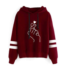 Load image into Gallery viewer, Popular Sweet Cute Finger Heart Love You Hip Hop Sweatshirt Spring Autumn Long Sleeve Women Hoody Hoodies Outerwears with Hat