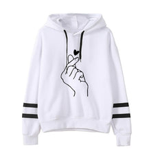 Load image into Gallery viewer, Popular Sweet Cute Finger Heart Love You Hip Hop Sweatshirt Spring Autumn Long Sleeve Women Hoody Hoodies Outerwears with Hat