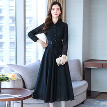 Load image into Gallery viewer, Spring And Autumn New Style Korean-style Slim Fit Slimming Mid-length Women's Dress Long Sleeve Chiffon Dress