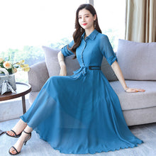 Load image into Gallery viewer, Spring And Autumn New Style Korean-style Slim Fit Slimming Mid-length Women's Dress Long Sleeve Chiffon Dress