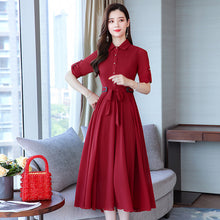 Load image into Gallery viewer, Spring And Autumn New Style Korean-style Slim Fit Slimming Mid-length Women's Dress Long Sleeve Chiffon Dress