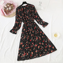Load image into Gallery viewer, Elegant Polka Dot Women Dress Female Casual Flare Sleeve Office Chiffon Dot Print Dresses A-line Vintage Sweet Clothing Vestidos