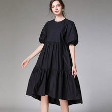 Load image into Gallery viewer, European and American plus size women's summer 2020 new fat mm200 kg loose fashion ruffle stitching dress 7866