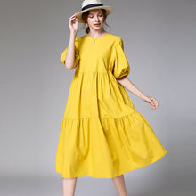 Load image into Gallery viewer, European and American plus size women's summer 2020 new fat mm200 kg loose fashion ruffle stitching dress 7866