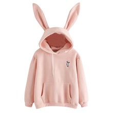 Load image into Gallery viewer, QRWR 2020 Autumn Winter Women Hoodies Kawaii Rabbit Ears Fashion Hoody Casual Solid Color Warm Sweatshirt Hoodies For Women