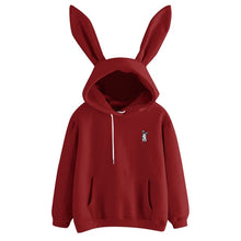 Load image into Gallery viewer, QRWR 2020 Autumn Winter Women Hoodies Kawaii Rabbit Ears Fashion Hoody Casual Solid Color Warm Sweatshirt Hoodies For Women