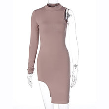 Load image into Gallery viewer, Simenual One Shoulder Long Sleeve Women Bodycon Party Dresses Side Slit Autumn Fashion Sexy Skinny Clubwear Mini Dress Solid Hot