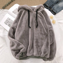 Load image into Gallery viewer, Autumn Winter Coats Soild Sweet Hooded Women Harajuku Loose Casual Warm Hoodies Ladies Fleece Flannel Pullover Female Sweatshirt