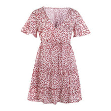 Load image into Gallery viewer, hirigin 2020 Women Dress Boho Floral Ruffle Short Mini Dress Summer Knot Sexy V-Neck Party Holiday Dress Femme vestido de mujer