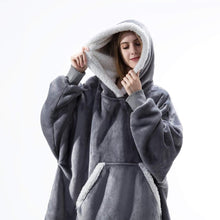Load image into Gallery viewer, Oversized Hoodie Blanket With Sleeves Sweatshirt Plaid Winter Fleece Hoody Women Pocket Female Hooded Sweat Oversize Femme