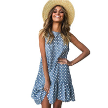 Load image into Gallery viewer, Wave Point Dress Ruffle Women 2019 Spring Summer Street Sexy Casual Slim Thin Beach Party O Neck Mini Polka Dot Dress Vestidos