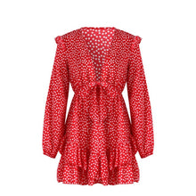 Load image into Gallery viewer, hirigin 2020 Women Dress Boho Floral Ruffle Short Mini Dress Summer Knot Sexy V-Neck Party Holiday Dress Femme vestido de mujer