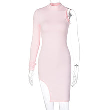 Load image into Gallery viewer, Simenual One Shoulder Long Sleeve Women Bodycon Party Dresses Side Slit Autumn Fashion Sexy Skinny Clubwear Mini Dress Solid Hot