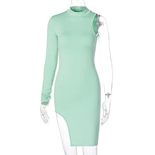 Load image into Gallery viewer, Simenual One Shoulder Long Sleeve Women Bodycon Party Dresses Side Slit Autumn Fashion Sexy Skinny Clubwear Mini Dress Solid Hot