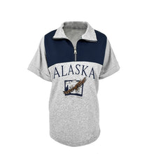 Load image into Gallery viewer, Fashion women's cotton Stand collar half zipper letter printing long sleeve sweatshirts Vintage Grey casual loose sweatshirt