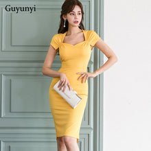 Load image into Gallery viewer, Plain Color Office Lady Dress 2019 European Summer V Neck Simple Temperament Elegant Lrregular Slim Dress Women
