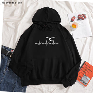 Gymnastics Heartbeat Print Women hoodies Cotton Casual Funny sweatshirts For Young Lady Girl pullovers OT-422