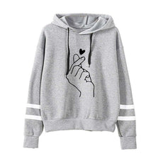 Load image into Gallery viewer, Popular Sweet Cute Finger Heart Love You Hip Hop Sweatshirt Spring Autumn Long Sleeve Women Hoody Hoodies Outerwears with Hat
