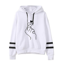 Load image into Gallery viewer, Popular Sweet Cute Finger Heart Love You Hip Hop Sweatshirt Spring Autumn Long Sleeve Women Hoody Hoodies Outerwears with Hat
