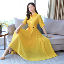 Load image into Gallery viewer, Spring And Autumn New Style Korean-style Slim Fit Slimming Mid-length Women&#39;s Dress Long Sleeve Chiffon Dress
