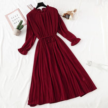 Load image into Gallery viewer, Elegant Polka Dot Women Dress Female Casual Flare Sleeve Office Chiffon Dot Print Dresses A-line Vintage Sweet Clothing Vestidos
