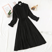 Load image into Gallery viewer, Elegant Polka Dot Women Dress Female Casual Flare Sleeve Office Chiffon Dot Print Dresses A-line Vintage Sweet Clothing Vestidos
