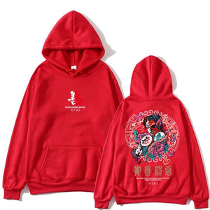 Brand New Designer Japanese Chinese Style Hoodies Streetwear Sweatshirt Hip Hop Evil Devil Printed Cotton Men Hip Hop Streetwear