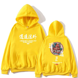 Brand New Designer Japanese Chinese Style Hoodies Streetwear Sweatshirt Hip Hop Evil Devil Printed Cotton Men Hip Hop Streetwear