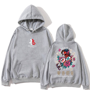 Brand New Designer Japanese Chinese Style Hoodies Streetwear Sweatshirt Hip Hop Evil Devil Printed Cotton Men Hip Hop Streetwear