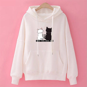 Winter Pullover Sweatshirts Women Cat Kawaii Poleron Mujer 2020 Kangaroo Pocket Hoodie School Korean Streetwear Oversized Hoodie