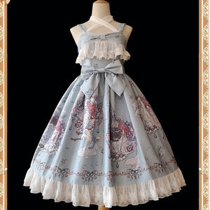 Mermaid Princess ~ Sweet Printed Lolita JSK Dress Criss Cross Neck Party Dress by Infanta