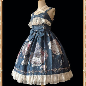 Mermaid Princess ~ Sweet Printed Lolita JSK Dress Criss Cross Neck Party Dress by Infanta