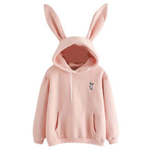 Load image into Gallery viewer, QRWR 2020 Autumn Winter Women Hoodies Kawaii Rabbit Ears Fashion Hoody Casual Solid Color Warm Sweatshirt Hoodies For Women
