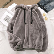 Load image into Gallery viewer, Autumn Winter Coats Soild Sweet Hooded Women Harajuku Loose Casual Warm Hoodies Ladies Fleece Flannel Pullover Female Sweatshirt
