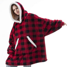 Load image into Gallery viewer, Oversized Hoodie Blanket With Sleeves Sweatshirt Plaid Winter Fleece Hoody Women Pocket Female Hooded Sweat Oversize Femme
